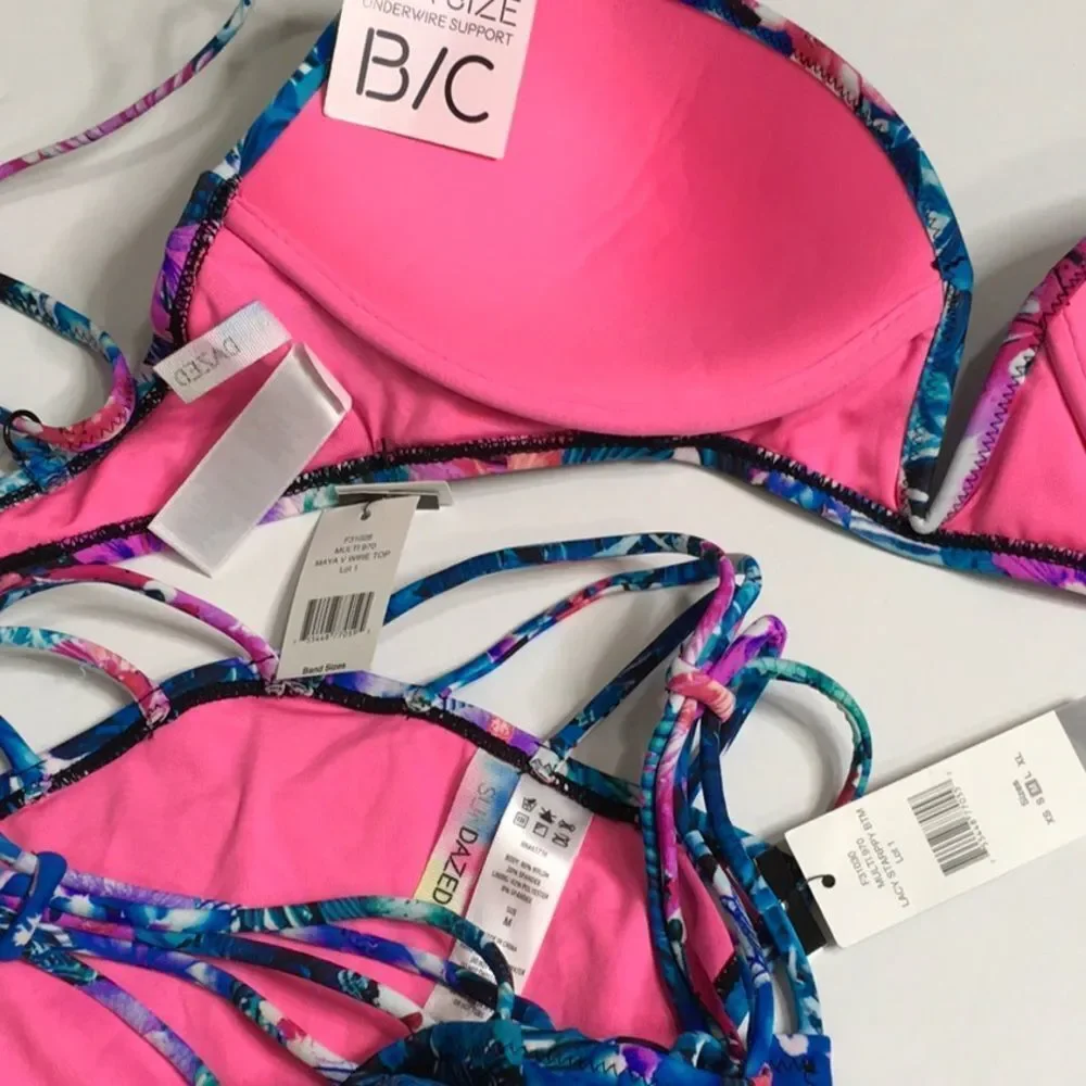 New. Strappy Tropical bra sized bikini set. 34/B-C